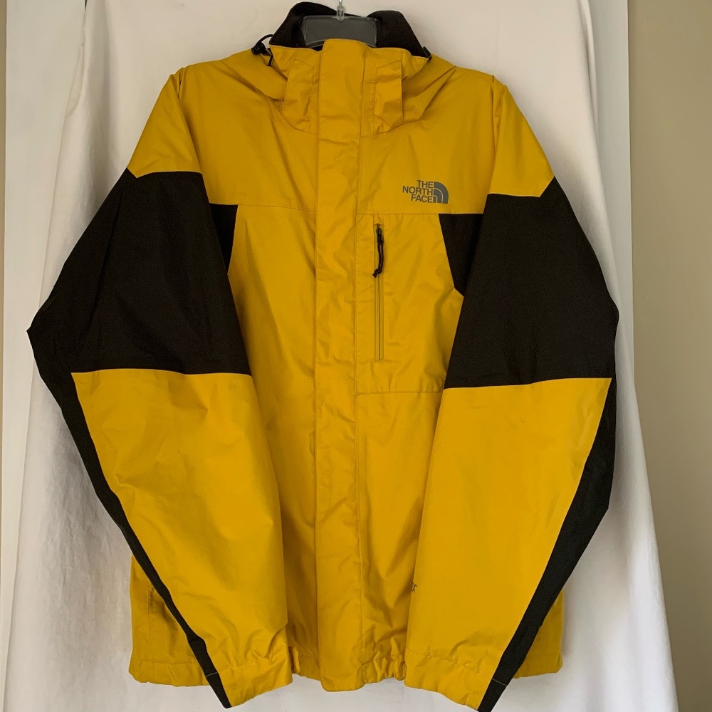 The North Face black/yellow color block Gore-Tex hooded hiking jacket